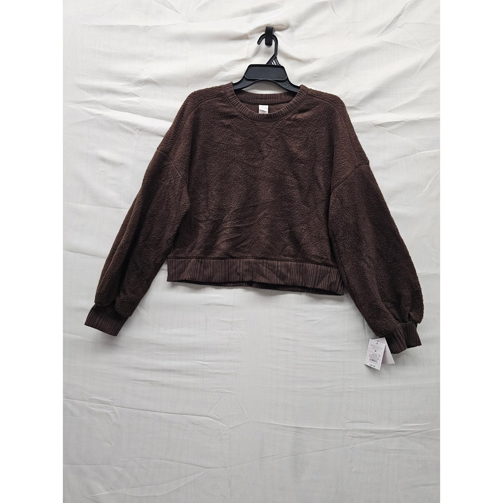 Auden Womens Pullover Sweatshirt Brown Cotton Blend Casual Size Medium